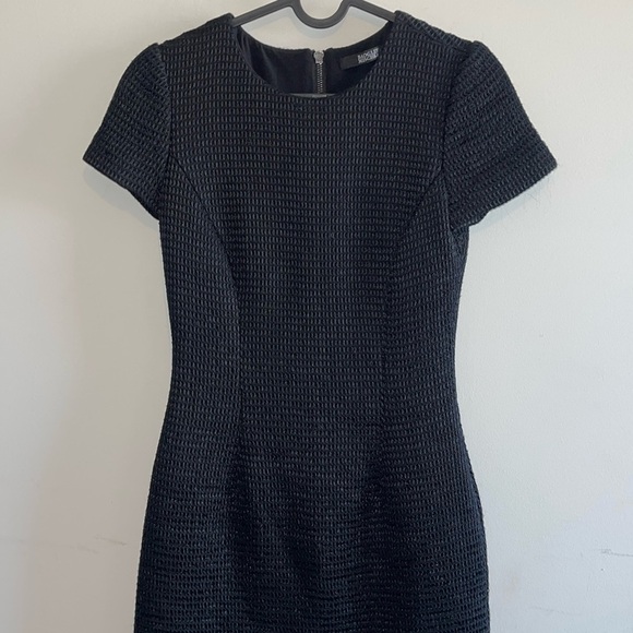 Vintage Badgely Mischka Textured Waffle Knit Little Black Cocktail Dress - Picture 10 of 16